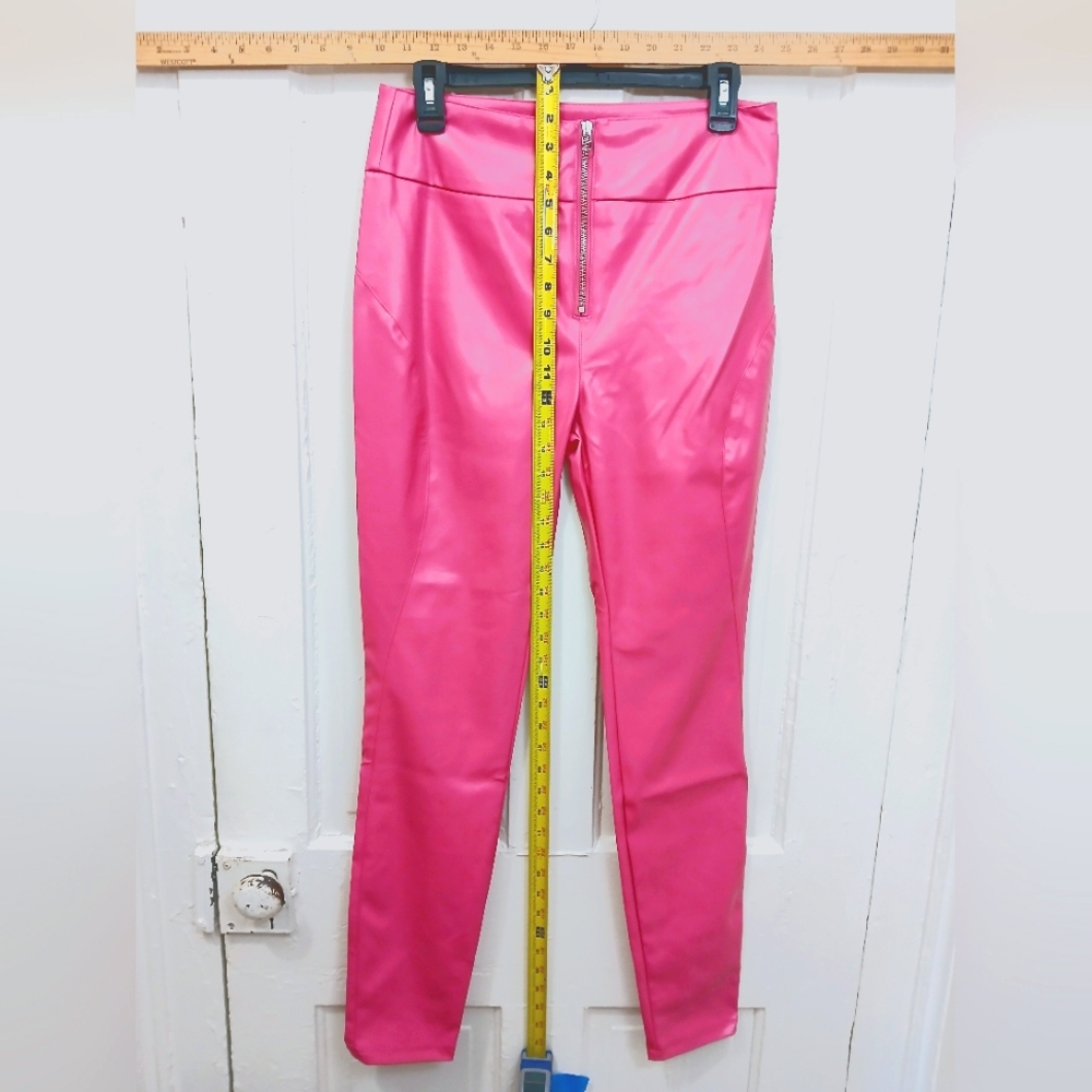 NWT size M/L by SHAPSHE Chinese Faux Leather Hot Pink High Waist Stretch Jeans